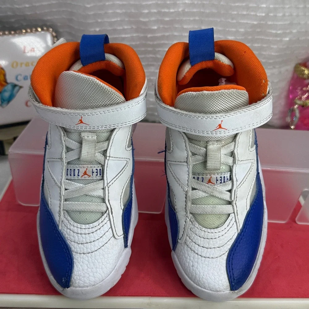 (N1)Jordan Jumpman-Unisex Baby Sneakers (11C,Boy and Girl),White,Blue and Orange - Picture 3 of 14